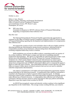 National Partnership Comments on OFCCP Compensation Data Collection Tool