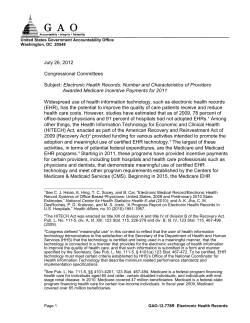 Electronic Health Records: Number and Characteristics of Providers Awarded Medicare Incentive Payments for 2011