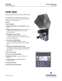 Product Data: OPM 3000 Opacity/Dust Density Monitor