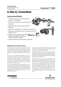 Produktdatenblatt: Oxymitter 400 In Situ O2-Transmitter (dt.)