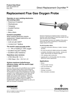 Product Data: Oxymitter DR Direct Replacement Replacement Flue Gas Oxygen Probe