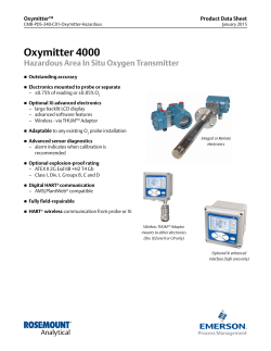 Product Data: Oxymitter In-Situ Oxygen Transmitter for Hazardous Area Applications