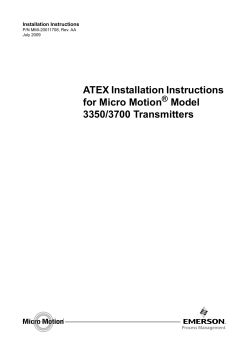 ATEX INSTALLATION INSTRUCTIONS FOR 3700 TRANSMITTERS