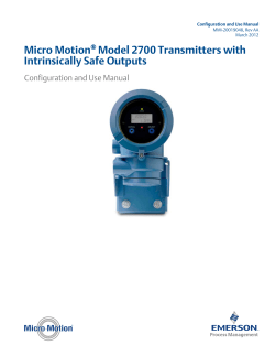 2700 TRANSMITTERS WITH INTRINSICALLY SAFE OUTPUTS CONFIGURATION AND USE MANUAL