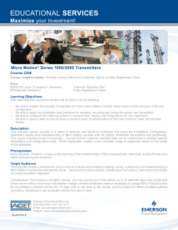 Series 1000 and 2000 Transmitters Course