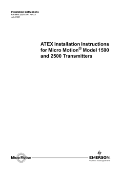 ATEX INSTALLATION INSTRUCTIONS FOR 1500-2500 TRANSMITTERS