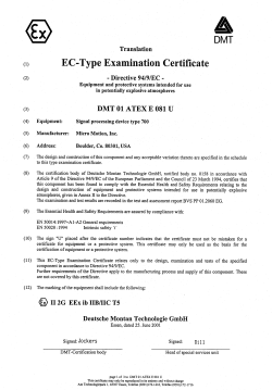ATEX Certificate 700 Core Processor General Execution