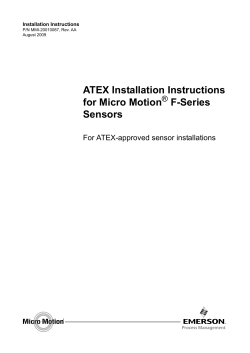 F&nbsp;SERIES&nbsp;SENSORS ATEX&nbsp;INSTALLATION&nbsp;INSTRUCTIONS