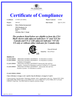 CSA F Sensor Certificate