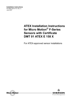 ATEX INSTALLATION INSTRUCTIONS FOR F-SERIES SENSORS WITH CERTIFICATE DMT01ATEXE158X