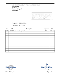 ATEX Approval Installation F100 CRYO SENSOR ETO 19712