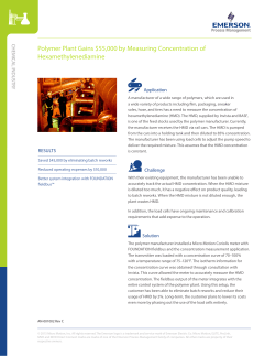 Polymer Plant Gains USD55000 by Measuring Concentration of Hexamethylenediamine