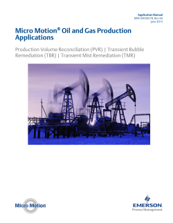 Oil and Gas Production Applications - PVR, TBR, TMR