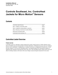 CSI CONTROHEAT JACKETS FOR MICROMOTION METERS- INSTALLATION INSTRUCTIONS