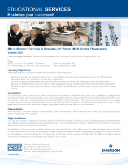 Coriolis and Rosemount Smart 8800 Vortex Flowmeters Course