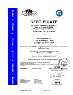 PED Certificate Module B1 CMFHC3