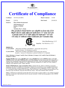CSA CMF200A CMF300A CMF400A Certificate