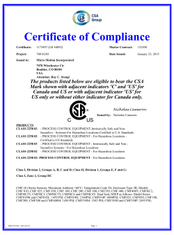 CSA CMF Sensor Certificate