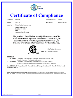 CSA 700 Core Processor Certificate