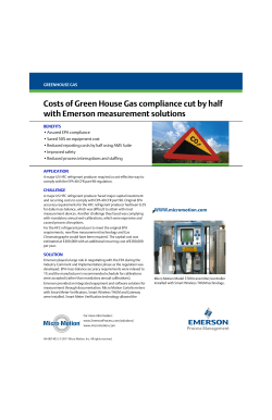 Costs of Greenhouse Gas compliance cut by half with Emerson measurement solutions