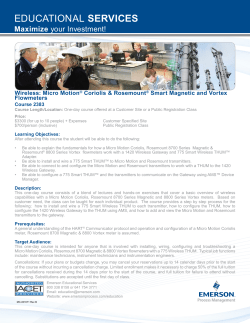 Coriolis and Rosemount Smart Magnetic and Vortex Flowmeters Course