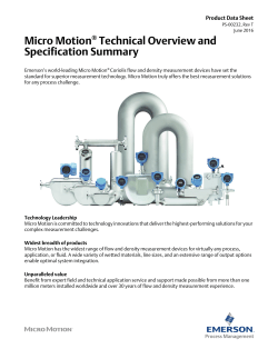 Flowmeter Specifications Summary