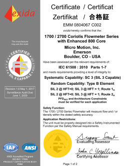 IEC 61508 Certificate 2700 with 800 Core
