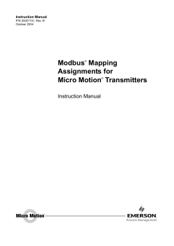 Modbus Mapping Assignments for Transmitters