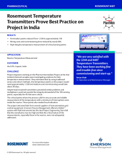 Rosemount Temperature Transmitter Prove Best Practice on Project in India