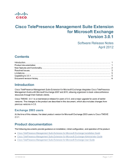 Cisco TelePresence Management Suite Extension for Microsoft Exchange Release Notes (3.0.1)
