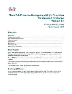 Cisco TelePresence Management Suite Extension for Microsoft Exchange Release Notes (3.1)