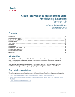 Cisco TelePresence Management Suite Provisioning Extension Release Notes (1.0)