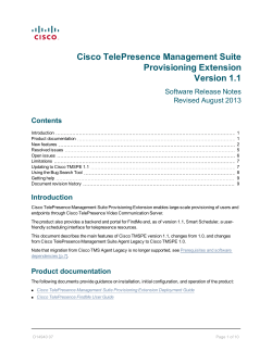 Cisco TelePresence Management Suite Provisioning Extension Release Notes (1.1)