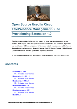Cisco TelePresence Management Suite Provisioning Extension Open Source Documentation (1.0)
