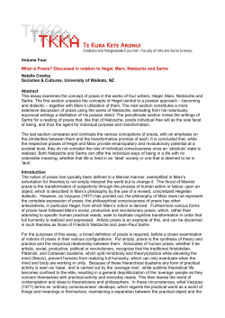 What is Praxis? Discussed in relation to Hegel, Marx, Nietzsche and Sartre
