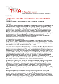 'Placing' emotions through digital storytelling: Exploring new methods in geography