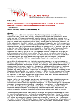 Rhetoric, Representation, And Reality: British Travellers' Accounts Of The Western Himalayas During The Late Nineteenth And Early Twentieth Centuries