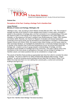 Perceptions of the Past - Creating a Heritage Trail in Hamilton East