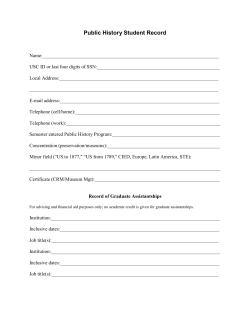 Checklist of Courses for M.A. in Public History