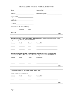 Checklist of Courses for Ph.D. in History