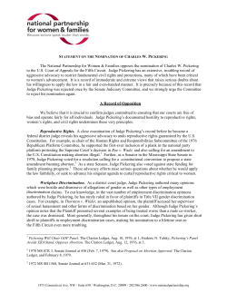 Statement of Opposition on the Nomination of Charles W. Pickering