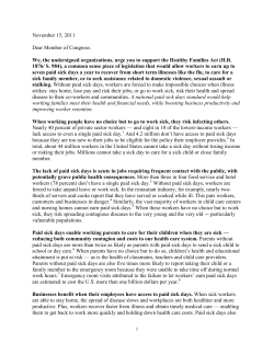 Healthy Families Act Coalition Letter to Congress