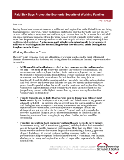 Paid Sick Days Protect the Economic Security of Working Families