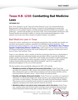 Texas H.B. 1210: Combatting Bad Medicine Laws