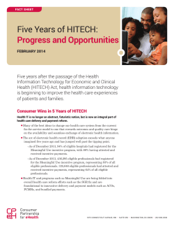 Five Years of HITECH: Progress and Opportunities