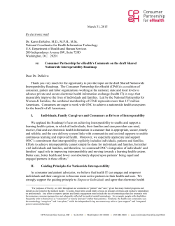 CPeH Comments on Nationwide Interoperability Roadmap
