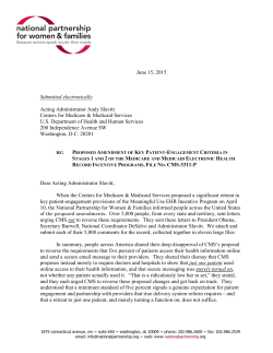 Letter Forwarding Public Comments Opposing Stage 2 Modification NPRM Patient Engagement Provisions