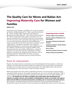Quality Care for Moms and Babies Act Fact Sheet (2016)