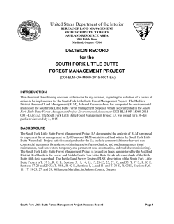 Decision Record for the South Fork Little Butte Forest Management Project