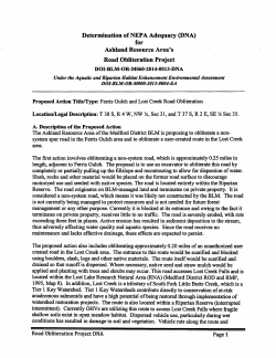 Determination of NEPA Adequacy